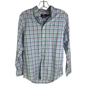 Vineyard Vines Button Down Shirt Boys L 3W0566 Whale Shirt Long Sleeve Checkered
